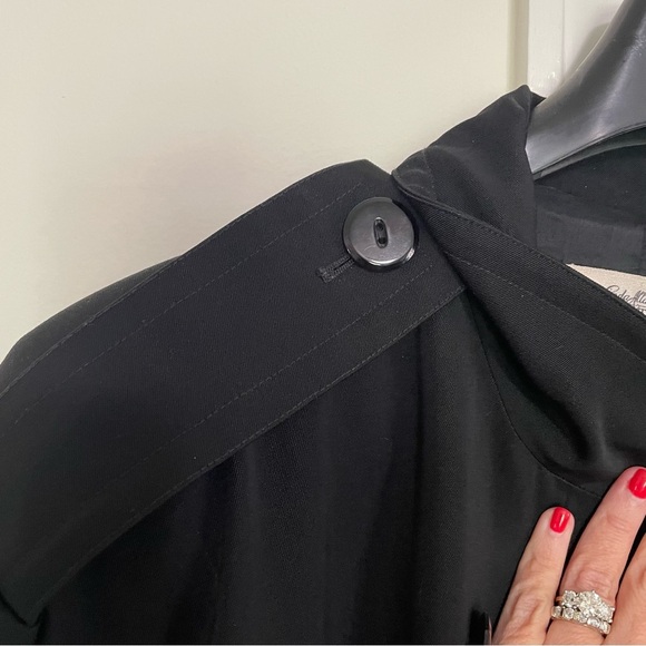 Linda Allard for Ellen Tracy Vintage Black Trench Coat 100% Wool Size Large - Picture 9 of 14